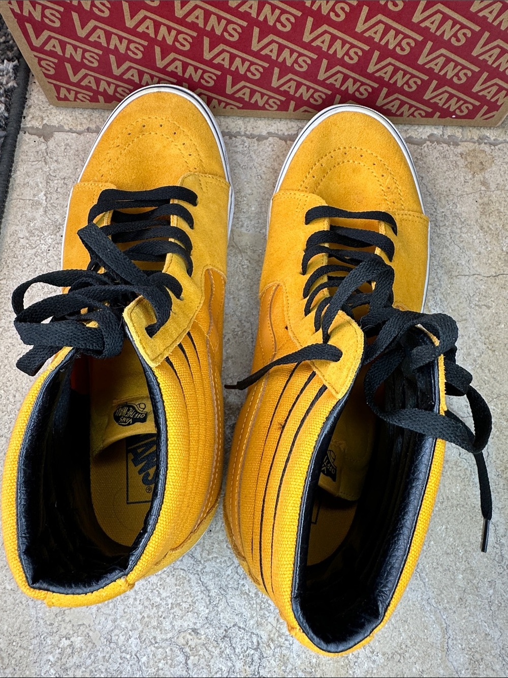 Vans Yellow High-Top Skate Sneakers with Black Laces - Picture 5 of 10